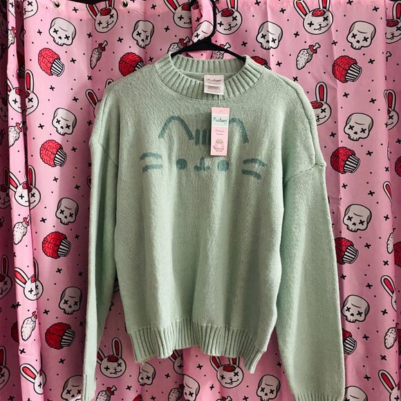 ♡SOLD♡ Pusheen Box winter 2024 exclusive mint green sweater oversized xs - Picture 4 of 12
